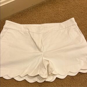 LOFT White Scalloped Hem High-Waist Shorts
